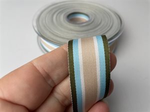 Grosgrain bånd - flotte striber i grøn, blå og beige